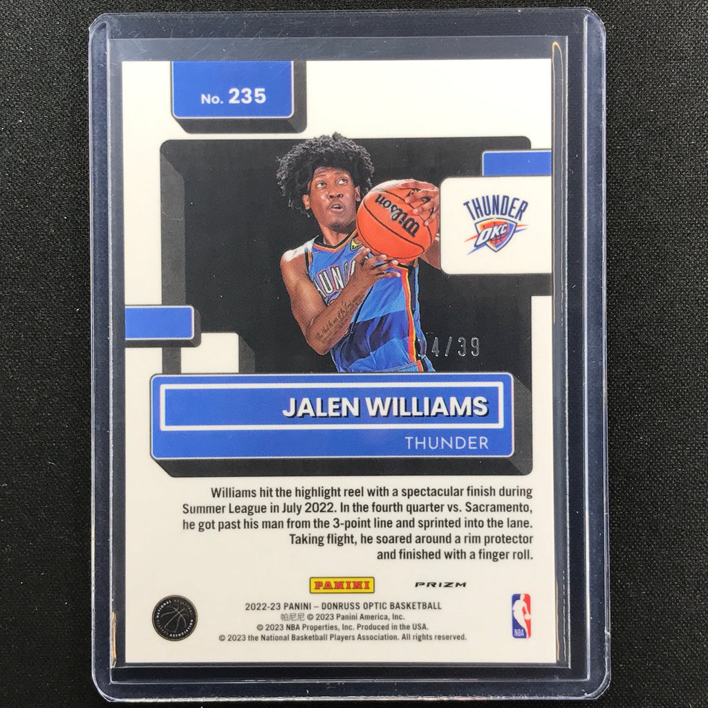 2022-23 Donruss Optic JALEN WILLIAMS Rated Rookie Black