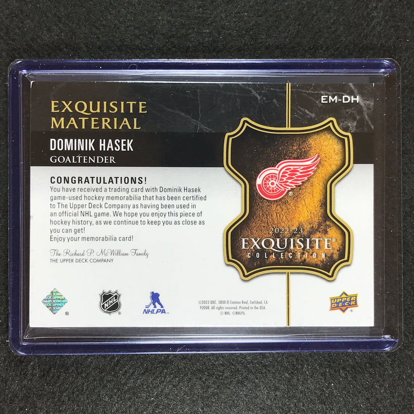 2022-23 Black Diamond Nhl Dominik Hasek Exquisite Material Relic Patch Gold 1/10