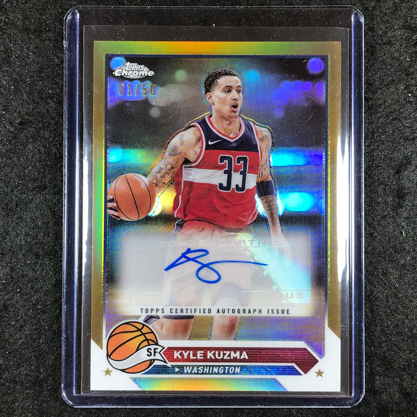 2023-24 Topps Chrome Basketball KYLE KUZMA Topps Chrome Auto Gold 1/50