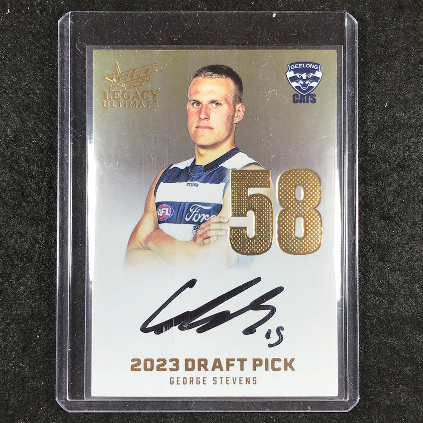 2024 Select AFL Legacy Ultimate GEORGE STEVENS Draft Pick Signatures Gold 37/85