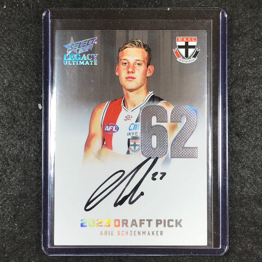 2024 Select AFL Legacy Ultimate ARIE SCHOENMAKER Draft Pick Signatures 10/40