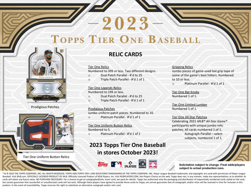 2023 Topps Tier One Baseball Hobby Box | Adley Rutschman Gold Ink