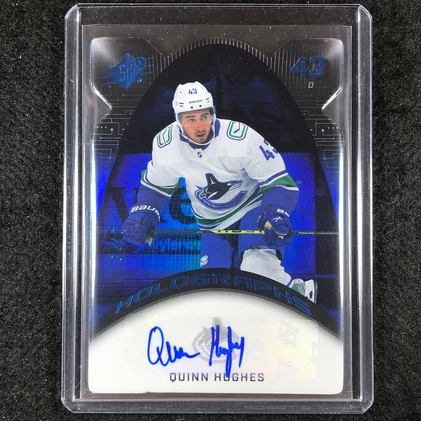 2022-23 SPx NHL QUINN HUGHES Holographs Auto Blue 1/1