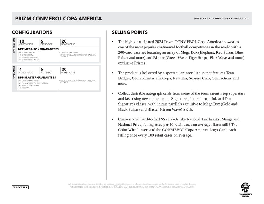 2024 Panini Prizm COPA America Soccer Mega Box
