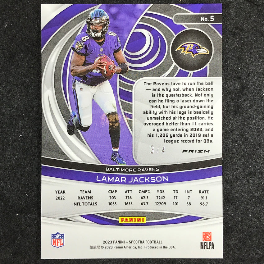 2023 Spectra Football Lamar Jackson Base Marble Neon 3/4