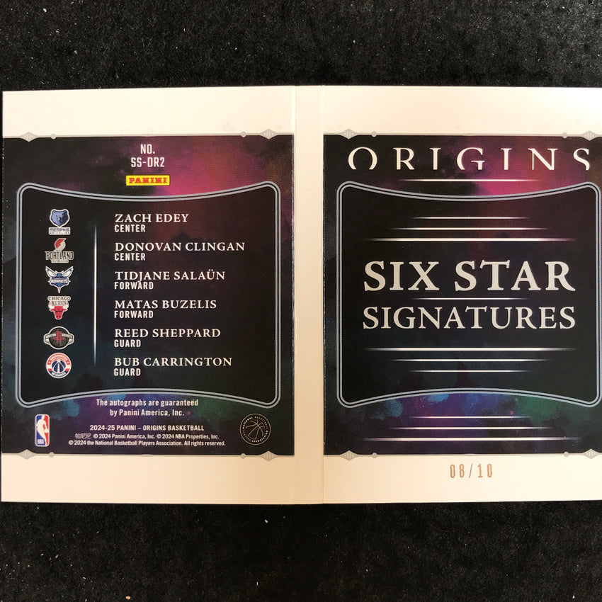 2024-25 Origins EDEY BUZELIS CLINGAN SHEPPARD BUB SALAUN Six Auto Booklet 8/10