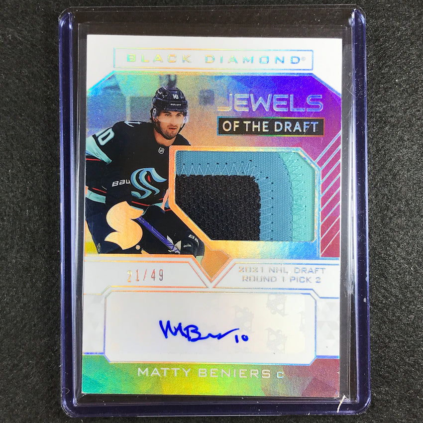 2022-23 Black Diamond Nhl Matty Beniers Jewels Of Draft Rookie Patch Auto 21/49