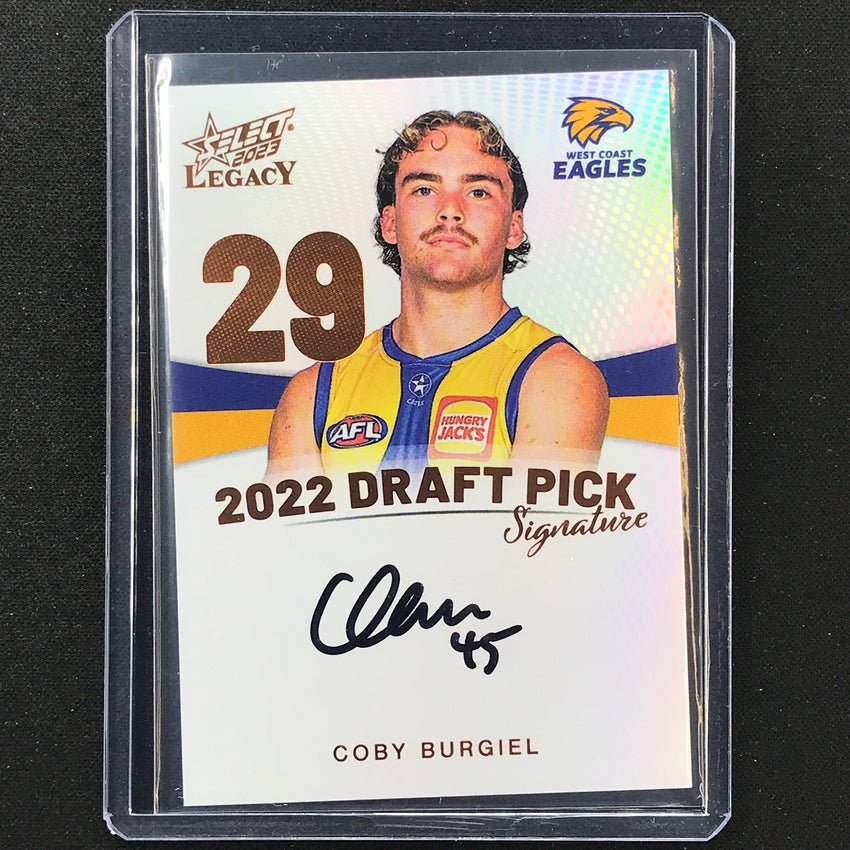 2023 Legacy Afl Coby Burgiel 2022 Draft Pick Signature Auto Copper 35/175