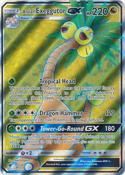 FULL ART Alolan Exeggutor GX - 107/111 - Ultra Rare - Crimson Invasion ...