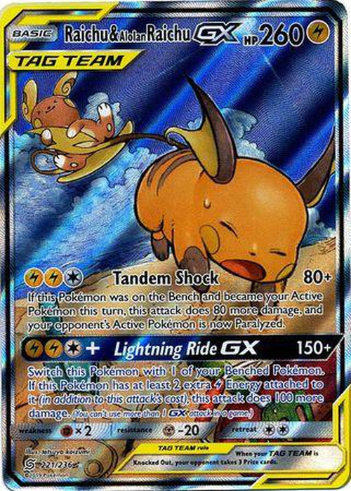 Raichu & Alolan Raichu GX - 221/236 - Full Art Ultra Rare (Alt. Art) - Unified Minds-Cherry Collectables