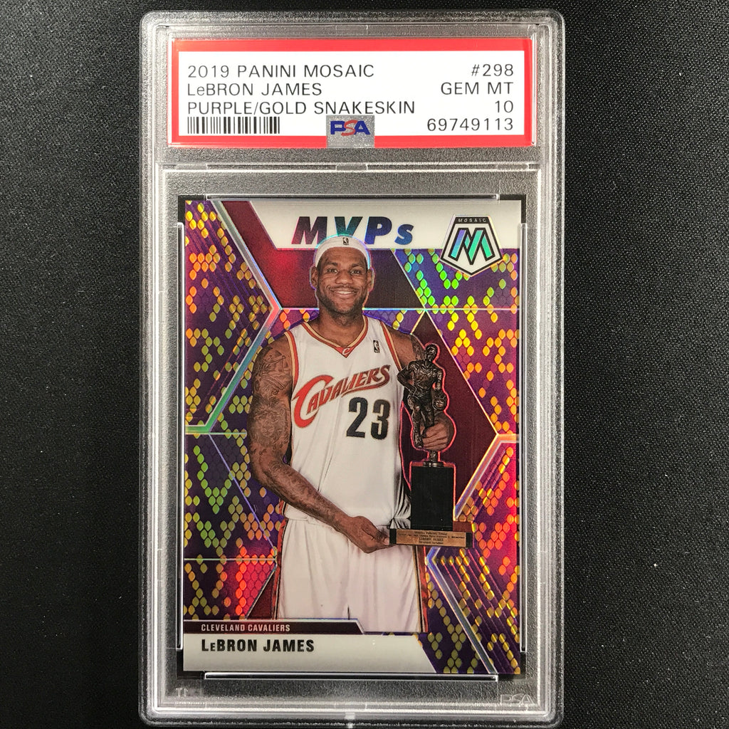 2019-20 Mosaic LEBRON JAMES MVPs Purple Gold Snakeskin 18/20 PSA 10 ...