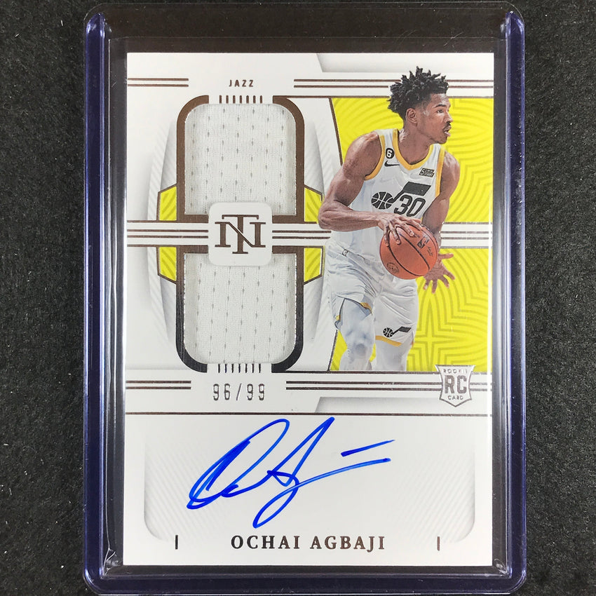 2022-23 National Treasures OCHAI AGBAJI Rookie Dual Jersey Auto 96