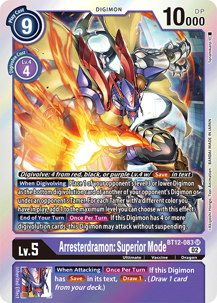 Arresterdramon: Superior Mode BT12-083 - Super Rare BT12 Across Time