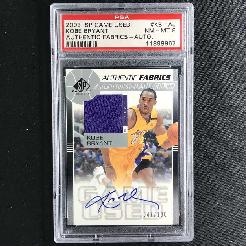 2003-04 Sp Game Used Kobe Bryant Authentic Fabrics Auto 47/100 Psa 8 –  Cherry Collectables