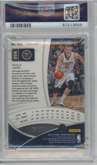 2020-21 Spectra Nikola Jokic Spectracular Debut Gold Prizm 5/10 Psa 9