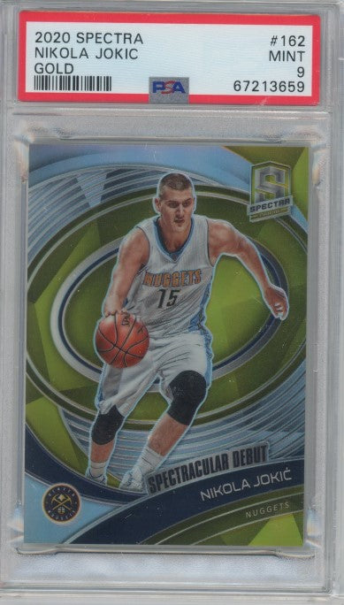 2020-21 Spectra Nikola Jokic Spectracular Debut Gold Prizm 5/10 Psa 9