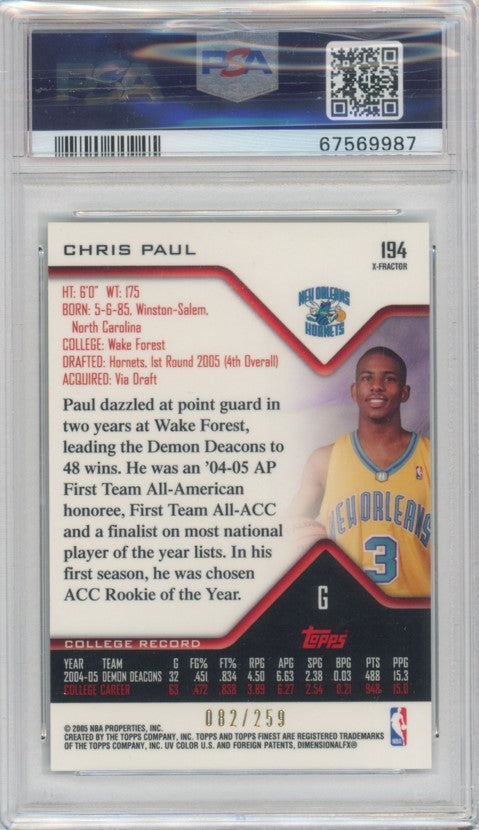 2004 Finest Chris Paul X-fractor 82/259 Psa 8 – Cherry Collectables