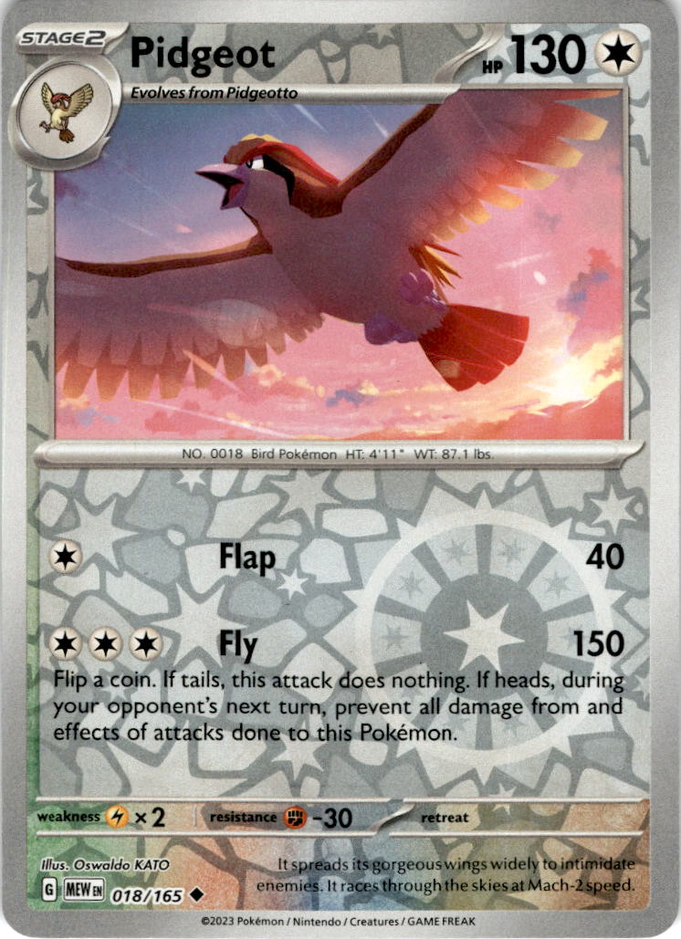 Pidgeot - 018/165 - Reverse Holo Scarlet & Violet 151