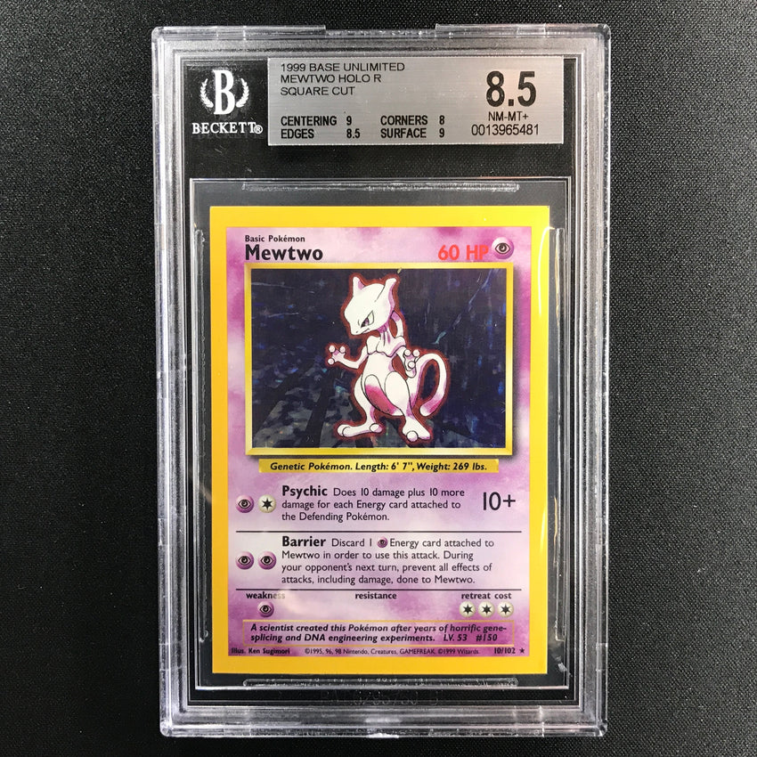 BGS 8.5 Mewtwo - 10/102 - Holo Rare Base Set Unlimited Square Cut 481 ...